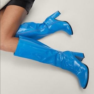 Patent Faux Leather Knee High Boots